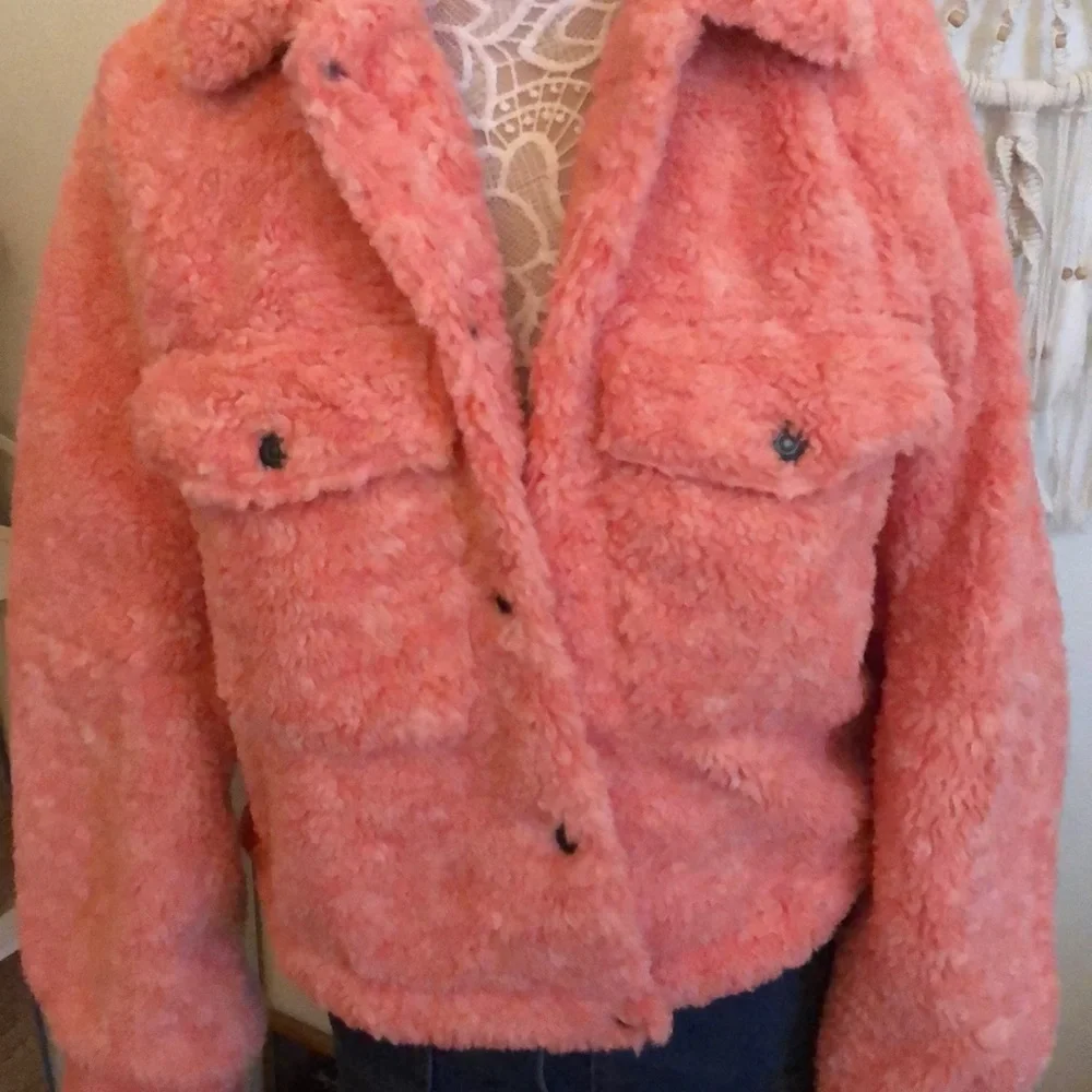 NWT Free People Teddy Swing Sherpa Jacket Melon - Picture 2 of 4